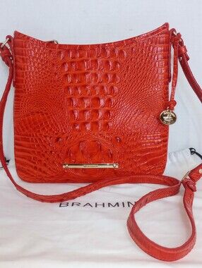 Brahmin Jody Amaryllis Melbourne Croc Embossed Leather Crossbody Bag